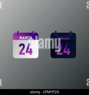 March daily calendar icon in flat design style. Vector illustration in light and dark design. Stock Vector
