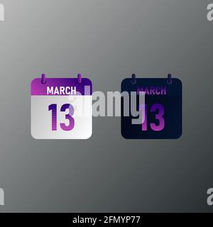 March daily calendar icon in flat design style. Vector illustration in light and dark design. Stock Vector