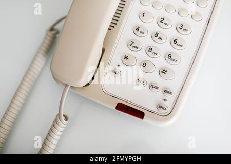 Office telephone on table, telephone on table Stock Photo