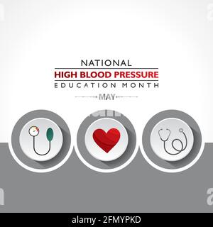 Vector Illustration of National High Blood pressure (HBP) Education Month is observed in May. It is also known as Hypertension. Stock Vector