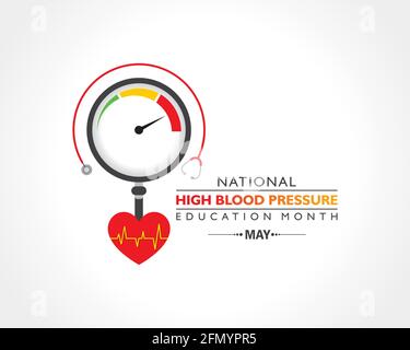 Vector Illustration of National High Blood pressure (HBP) Education Month is observed in May. It is also known as Hypertension. Stock Vector