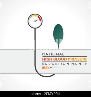 Vector Illustration of National High Blood pressure (HBP) Education Month is observed in May. It is also known as Hypertension. Stock Vector