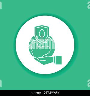 Save planet black glyph icon. Eco friendly. Environment care. Sign for web page, app. UI UX GUI design element Stock Vector