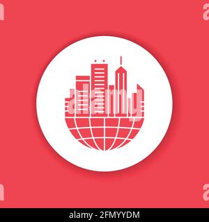 Urban sprawl black glyph icon. Urbanization. Expansion of megalopolises. Environmental problems. Sign for web page, app. UI UX GUI design element. Stock Vector