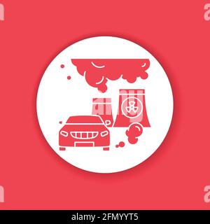 Air pollution black glyph icon. Environmental problems. Sign for web page, app. UI UX GUI design element. Stock Vector