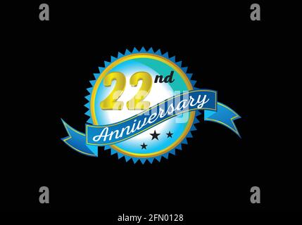 22nd anniversary logo design vector template Stock Vector