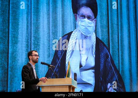 Tehran, Iran. 11th May, 2021. Iranian Supreme Leader Ayatollah ALI KHAMENI speaks during a visual meeting. According to the Iranian Supreme Leader official website, Khamenei urged all the nations in the world to condemn Israel brutal and cruel crime against Palestine. Credit: Iranian Supreme Leader'S Office/ZUMA Wire/Alamy Live News Stock Photo