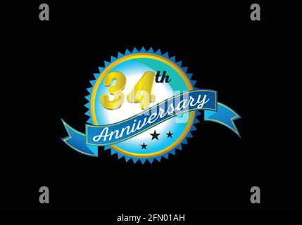 34th anniversary logo design vector template Stock Vector