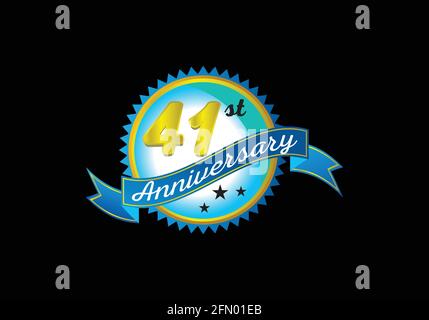 41st anniversary logo design vector template Stock Vector