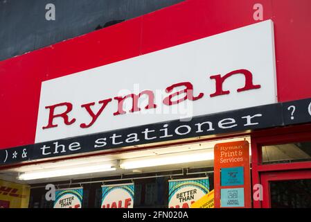 Red Logo Shop Sign Brand Ryman Stationery Shop Stock Photo