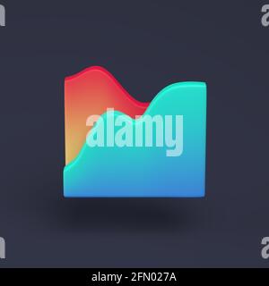 Simple wave diagram icon with colorful gradients 3D illustration on ...