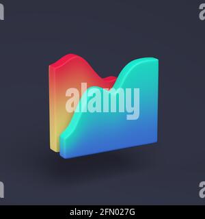 Simple wave diagram icon with colorful gradients 3D illustration on ...