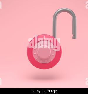Padlock unlocked icon simple 3d illustration on pastel abstract ...