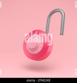 Padlock unlocked icon simple 3d illustration on pastel abstract ...