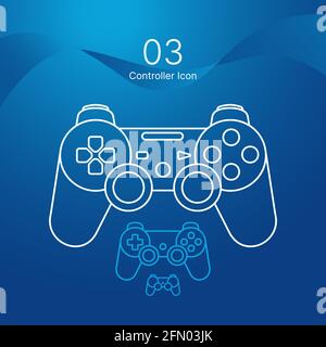 Game controller or gamepad different size range vector outline design icons for gaming apps and websites. Stock Vector