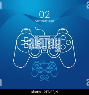 Game controller or gamepad different size range vector outline design icons for gaming apps and websites. Stock Vector