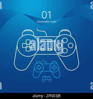 Game controller or gamepad different size range vector outline design icons for gaming apps and websites. Stock Vector