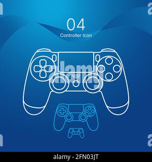 Game controller or gamepad different size range vector outline design icons for gaming apps and websites. Stock Vector