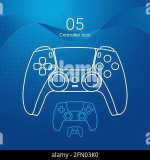 Game controller or gamepad different size range vector outline design icons for gaming apps and websites. Stock Vector