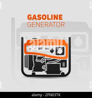 Gasoline generator vector with yellow accent illustration template. Easy to edit, change size, color. Stock Vector