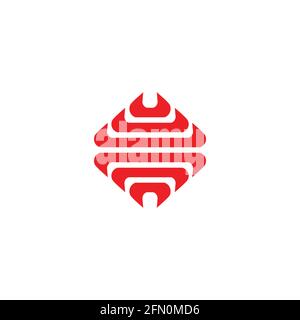stripes curves geometric square logo vector Stock Vector