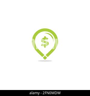 simple geometric money pin location shadow design symbol vector Stock Vector