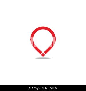 simple geometric red pin location shadow design symbol vector Stock Vector