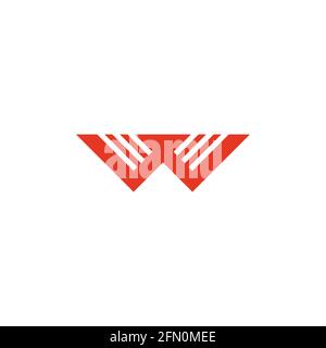letter w stripes line simple geometric logo vector Stock Vector