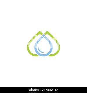letter m green mountain water source symbol vector Stock Vector