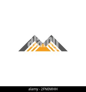 golden mountain simple geometric colorful logo vector Stock Vector