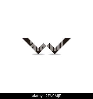letter lw simple linked line geometric logo vector Stock Vector