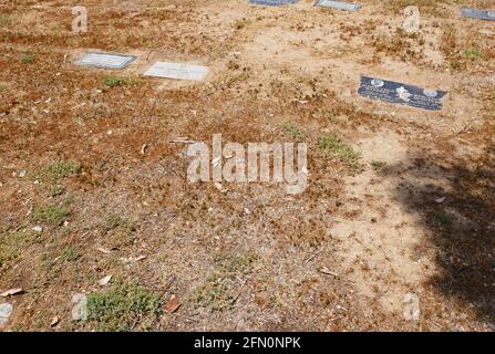 Los Angeles, California, USA 5th May 2021 A general view of atmosphere of Murderer Marvin Pentz Gay Sr's unmarked Grave, who killed his son Singer Marvin Gaye and is buried here at Evergreen Cemetery at 204 Evergreen Avenue on May 5, 2021 in Los Angeles, California, USA. Photo by Barry King/Alamy Stock Photo Stock Photo
