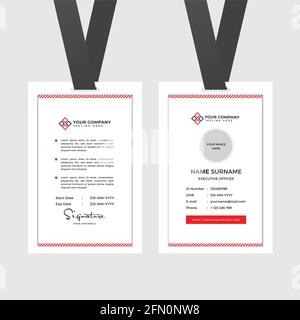 Premium Employee ID Card with Photo Placeholder, Name, Position and Company Profile Template Vector Stock Vector