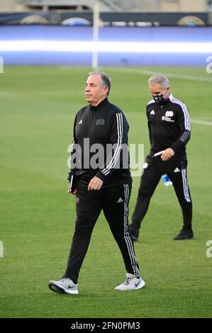 Chester, Pennsylvania, USA. 12th May, 2021. May 12, 2021, Chester PA- Head coach of the New England Revolution, Bruce Arena, walks onto the pitch at Subaru Park in Chester PA Credit: Ricky Fitchett/ZUMA Wire/Alamy Live News Stock Photo