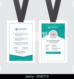 Premium Employee ID Card with Photo Placeholder, Name, Position and Company Profile Template Vector Stock Vector