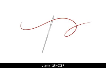 Needle and thread. Cute hand drawn skein. Tailor shop elements. Vector illustration in flat cartoon style Stock Vector