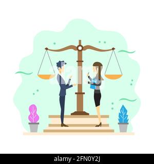 Flat Modern Legal Consulting Vector Illustration Stock Vector