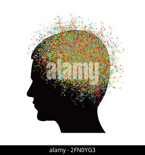 Abstract illustration with male profile and neural circuits Stock Vector