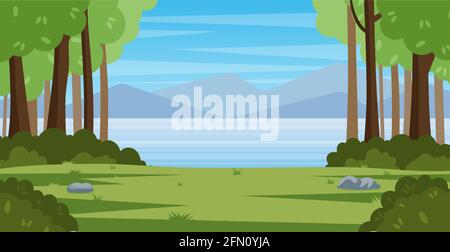 Mountain landscape with summer forest Stock Vector