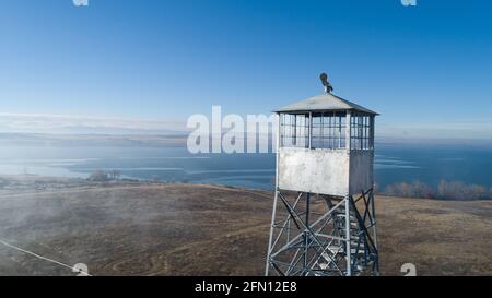 large tower used to watch for forest fires Stock Photo