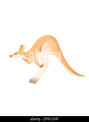 Cute adult jumping kangaroo australian animal cartoon animal design vector illustration isolated on white background Stock Vector