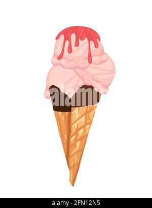 Ice cream cone with jam vector illustration isolated on white background Stock Vector