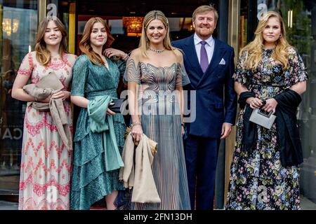 Amsterdam, Netherlands. 12th May, 2021. Princess Ariane, Princess Alexia, Queen Maxima, King Willem-Alexander and Princess Amalia of the Netherlands attending the concert Queen Maxima a life full of Music on the occasion of her 50th birthday in theater Carre on May 12, 2021 in Amsterdam, Netherlands. Photo by Robin Utrecht/ABACAPRESS.COM Credit: Abaca Press/Alamy Live News Stock Photo