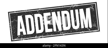 ADDENDUM text on black grungy rectangle stamp sign. Stock Photo