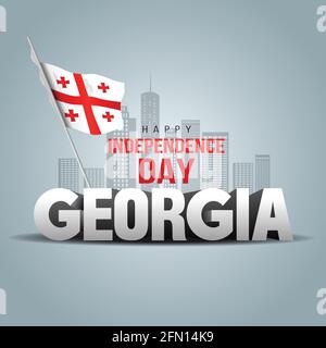 Happy Independence Day Georgia Vector Template 3d letter with flag Stock Vector