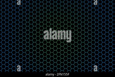 Blue and green light Black hexagon abstract background Stock Vector