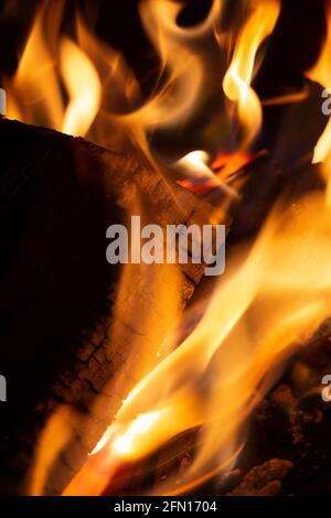 Vertical shot of flaming bonfire Stock Photo Alamy