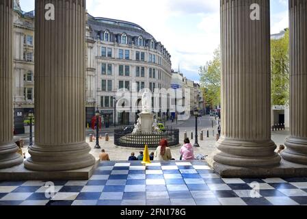 London, England, UK. View from the doors of St Paul's Cathedral, looking West down Ludgate Hill Stock Photo