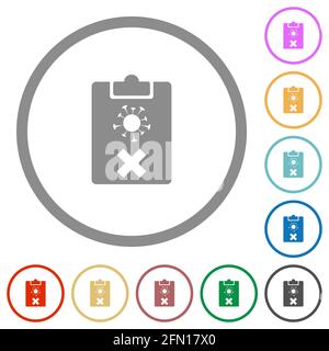 Covid test failed flat color icons in round outlines on white background Stock Vector
