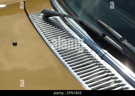 air intake grille on the body of a retro car Stock Photo